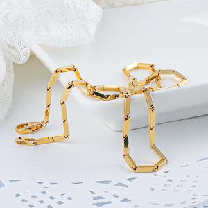 14K 18K 대나무 체인 줄 남자 여자 금 목걸이 2D 레이어드 커플 선물