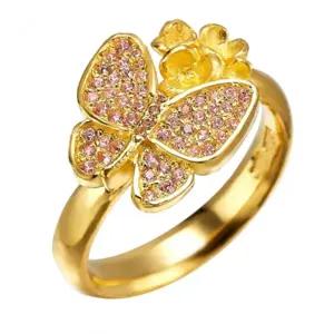 [한국금다이아몬드] 여자 순금 반지 나비 꽃 큐빅 24K 7.5g 18K장식 애끼 검지