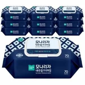 [모나리자] 도톰한 내추럴 프리미엄 물티슈 70매 캡형 10입