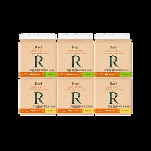 [라엘] 유기농 순면커버 팬티 라이너 6팩 (일반/롱)