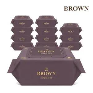 [브라운][브라운물티슈]네이처 마일드 고평량 아기물티슈 20매 휴대 캡 12팩