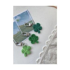 행운 행복 부적 수능 기분좋은 선물 네잎클로버 뜨개 키링 키홀더 가방 열쇠고리