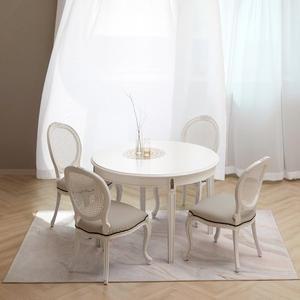 [피어젠]미아 프렌치 엔틱 2인용 4인용 원형 원목 식탁 세트 화이트 빈티지