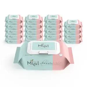 미엘 클래식 미니 포켓 물티슈 안전한 아기 유아용 휴대용 소형 25매 20팩 엠보싱 63g