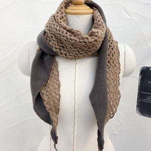 [애슬릿] 니트 뜨개 배색 가을 겨울 마름모 롱 스카프 머플러