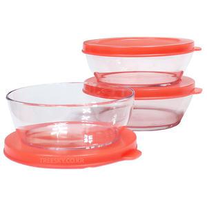 타파웨어 크리스탈 서빙보울 냉장용기 일반형 대-750ml 3개세트/자몽 (509) 찬통