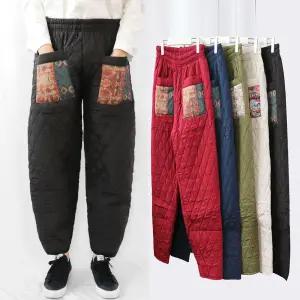 남여공용 빅사이즈 누빔 패딩바지 겨울 작업복 깔깔이 밴딩팬츠 촌캉스 시골 할머니 기모 작업복 김장바지