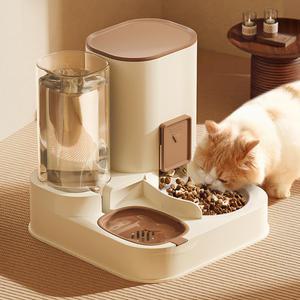 PETCHUCHU 애완동물 반자동 급수기+급식기 강아지 고양이 밥그릇 애견 사료 2구식기 급수 급식