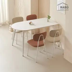 [/착불배송] 조이 1350 반타원 포세린 통 세라믹 4인 식탁 세트 (식탁+의자4)