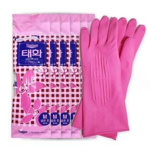 태화 고무장갑 짧은 중 M 핑크 6켤레