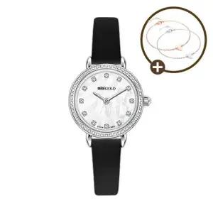 아트박스 비엠포엠 미니골드 여자 학생 모던 데일리 가죽 손목시계 블랙