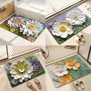 빨아쓰는 규조토 플로랄 3D 발매트 주방 욕실 화장실 씽크대 발매트 물흡수 방수