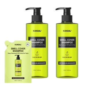 쿤달 올데이 스멜커버 청소년 샴푸 트로피컬 망고 400ml 2개