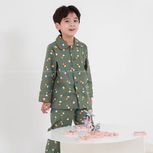 삐삐롱 남아 여아 키즈 간절기 잠옷 상하 세트 베어그린 파자마 상하복