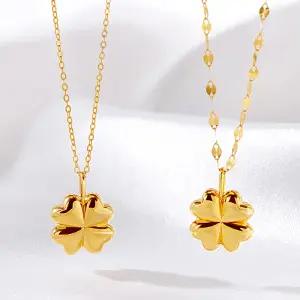 [골드팡] 18k 통통행운클로버 목걸이