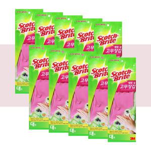 3M고무장갑 황토숯 주방고무장갑 대형 10개