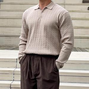 남자 카라 꽈배기니트 남성 카라넥 베이직 긴팔 케이블니트
