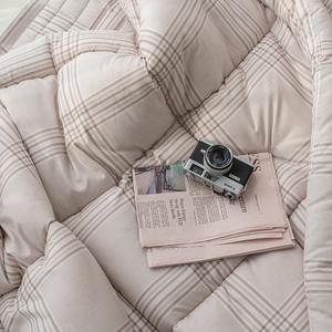 [더크린]체크 소프트마이크로 차렵이불패드세트 SS 베이지