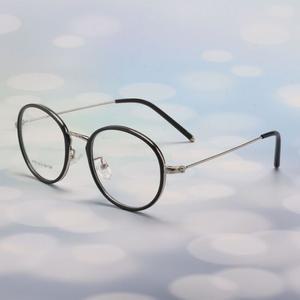 가벼운 국산 동글이 콤비 메탈 안경테 실버블랙