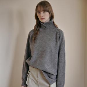 [MAXZA] 버튼업 카라 루즈핏 폴라넥 니트