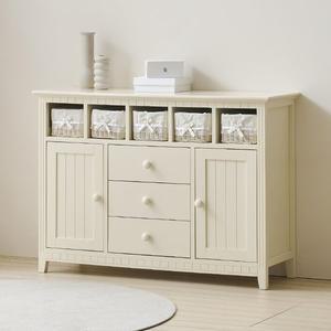 [밀키웨이] 아쿠아 원목도장 라탄 와이드 수납장