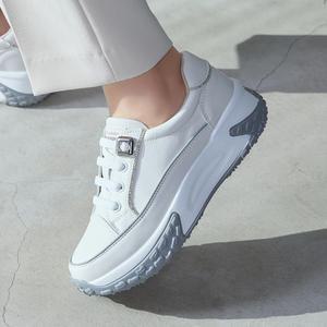 소가죽 클랏 플랫폼 큐빅 스니커즈 4.5cm