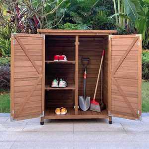 간이 수납장 야외 원목 농기구 보관함 농막 캐비넷