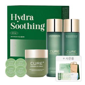 김정문알로에 큐어 하이드라 수딩 선물세트, 1개 + 증정(쇼핑백, 1개 + 피토 그린 앰플 마스크팩, 1매 + 화장솜, 80매, 1개 + 안티에이징 크림 2ml, 2개 + 수딩토너 20ml&에멀젼 20ml, 1개)