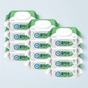 깨끗한나라 물티슈 순한 보습 퓨어 그린 캡형 100매 12팩