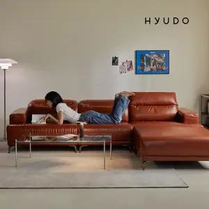 [11월 5% 최종판매가 502,550] 휴도 동백 2860 모듈형 헤드틸팅 가죽 소파 4인용 카멜 블랙 쇼파