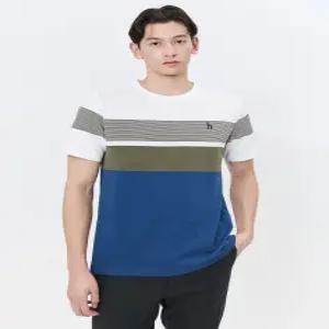 헤지스 남성 24SS [클리어런스][스테디셀러]카키 컬러블록 면 반팔티셔츠 WHTS4B803K3