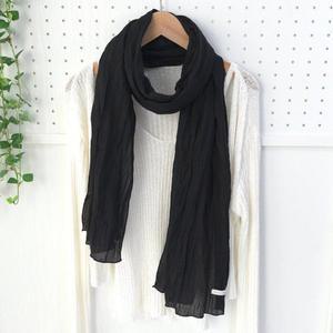 [애슬릿] 면100 무지 주름 롱 스카프 봄 간절기 머플러