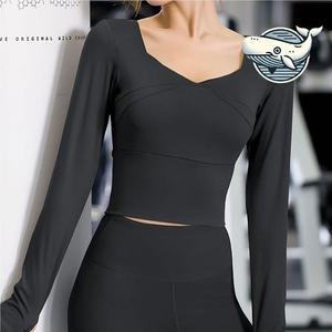 스판 크롭탑 요가 필라테스 런닝복 스퀘어넥 (WFH2SK5)