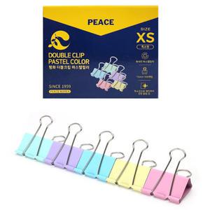 피스코리아 더블크립 파스텔컬러 특소형 15mm 1갑 100개 서류 칼라 더블 클립 집게 평화