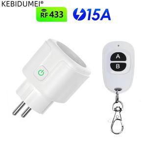 전동커튼 433 mhz 무선 원격 제어 스위치 110V 15A EU FR 스마트 소켓 플러그 ON OFF 조명용 전기 콘센트