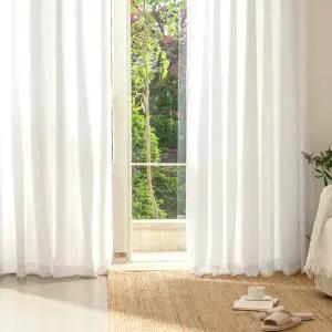 프리미엄 고밀도 쉬폰커튼 아일렛형 긴창대폭 화이트