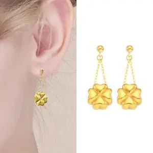 [골드퀸즈] 24K 순금 행운의 클로버 귀걸이