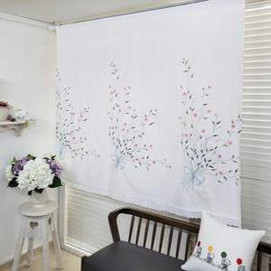 리빙데코 들꽃리본 자수광목 가리개커튼 주문제작상품