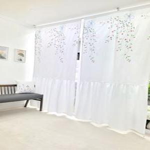 리빙데코 리본들꽃 광목 가리개커튼 주문제작상품