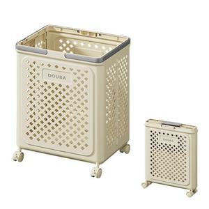 바퀴달린 접이식 빨래바구니 베이지