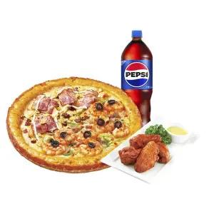 미스터피자 하프앤하프M+핫윙4+콜라1.25L