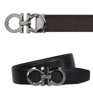 페라가모 25SS 블랙 브라운 더블 간치니 리버시블 벨트 67 A161 0725421
