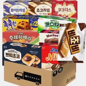 [YFRESH]인기 종합 과자 세트 10종(화이트하임 쵸코하임 쿠크다스 마켓오브라우니 비쵸비 오예스미니