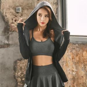 고품질 여성 요가 필라테스 후드 집업 자켓 헬스 트레이닝 상 스타일리시 여자헬스복상의 (WFHUQRL)