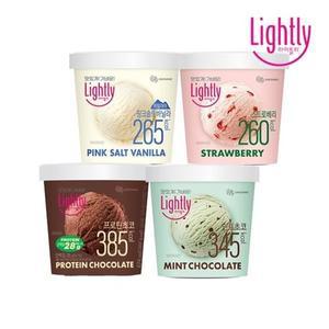 라이틀리 아이스크림 474ml 4개(핑크솔트 바닐라+민트초코+딸기+프...