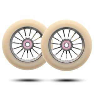 AZTEK 아키텍트 2륜 - 고반동 고속 롤링 우레탄이 장착된 프로 스쿠터 110mm 교체 합금 금속 코어 휠 2쌍 부드러운 ABEC-9 베어링 포함 크림