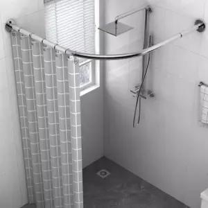 아트박스 제이라이프 스테이 무타공 욕실 코너 샤워 커튼봉 압축봉  A타입)