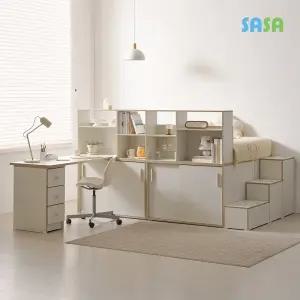 NEW 메가 슈퍼싱글 슬라이딩 수납침대 파티션책장 1500책상(A형) 포함