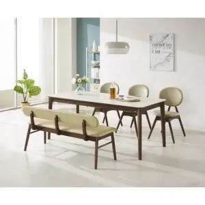 데코라인 에필로그 원목 세라믹 6인용 식탁 1800  의자 3개+벤치) 방문설치