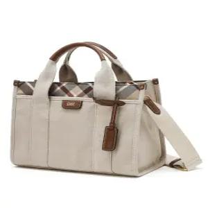 닥스 액세서리 여성 24SS [클리어런스] [스테디셀러]베이지 체크배색 캔버스 토트백 WCBA4E801I1